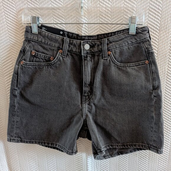 NWT Weekday EYA Black Denim Shorts High Rise Organic Cotton Size 38, Size 6 - Picture 4 of 7